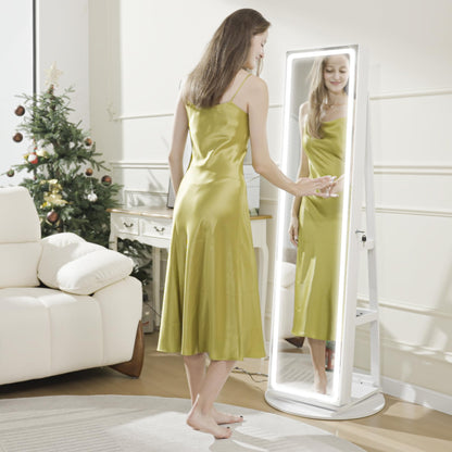 TJYGO 360° Swivel Jewelry Armoire with LED Mirror & Adjustable Lighting